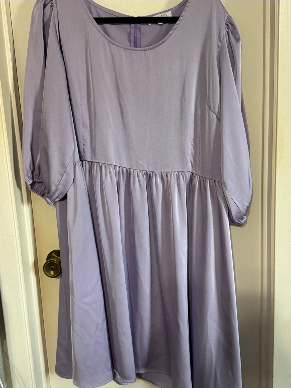 Ivy City Co Lavender Puff Sleeve Smock Dress